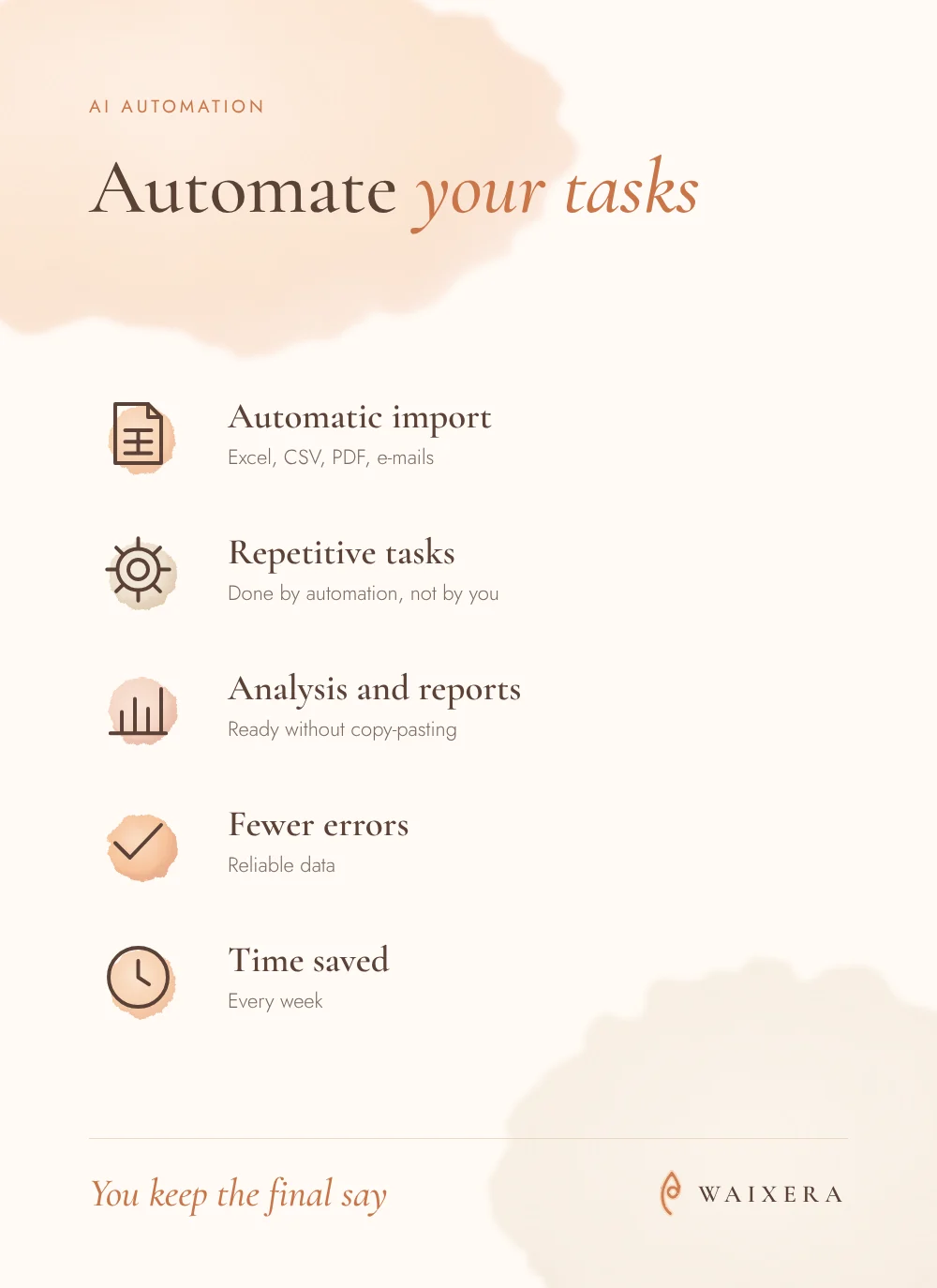 Automate your tasks with WAIXERA: automatic data import, reports, fewer errors, time saved