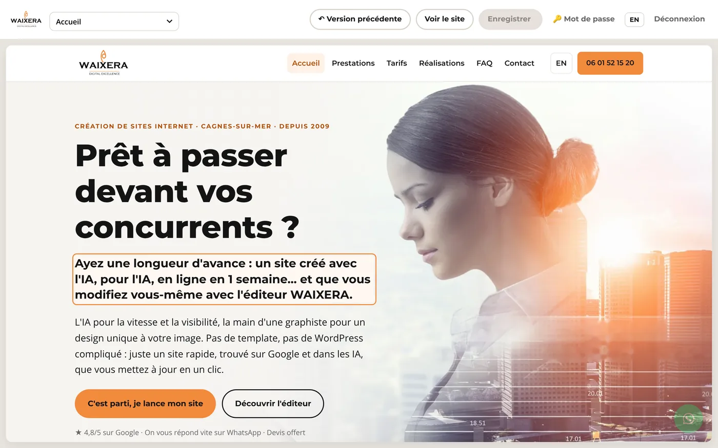 Modifier les textes de son site avec l'éditeur WAIXERA