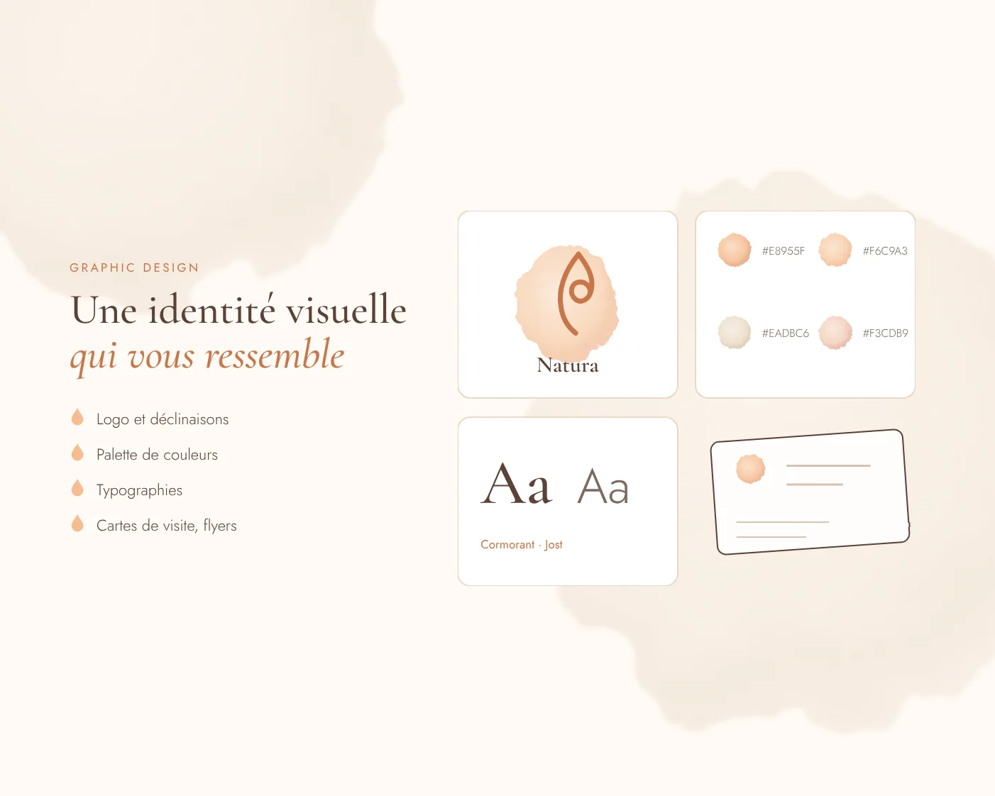 Supports de communication : logo, cartes de visite, packaging