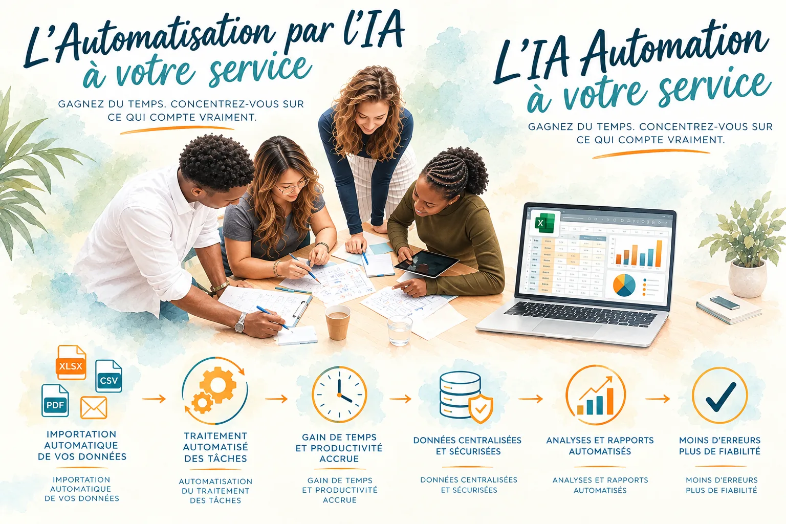AI automation at your service: automatic data import, task processing, automated reports, fewer errors