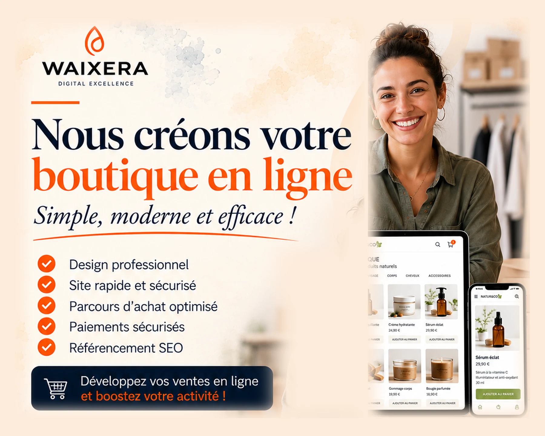 Nous créons votre boutique en ligne : simple, moderne et efficace