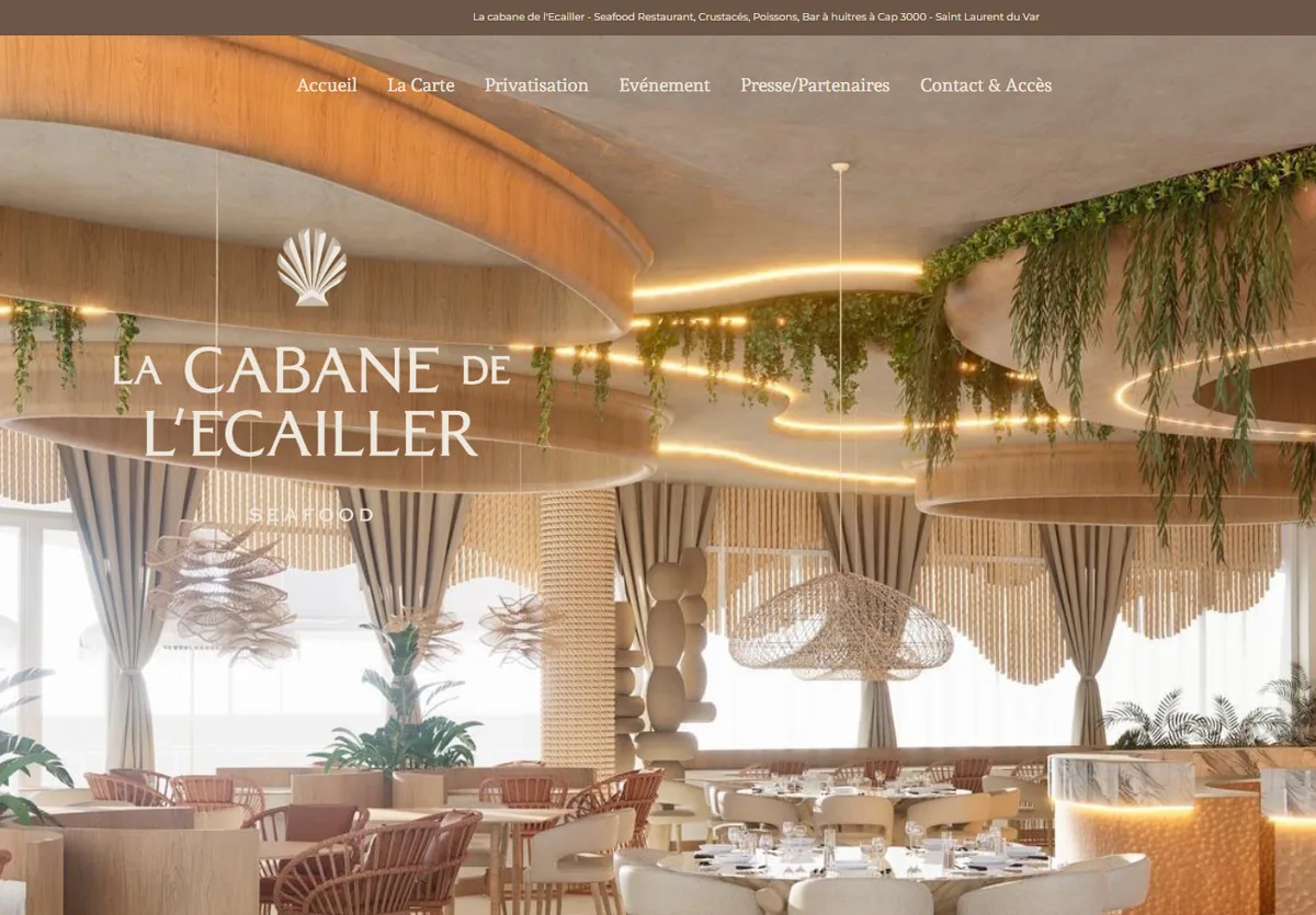 La Cabane de l'Écailler restaurant website built by WAIXERA