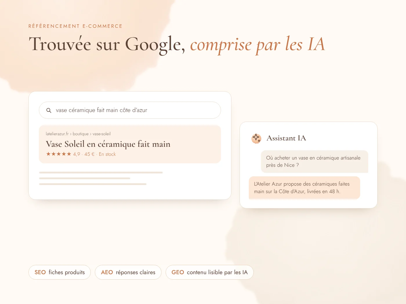 Boutique en ligne optimisée pour Google et pour les IA