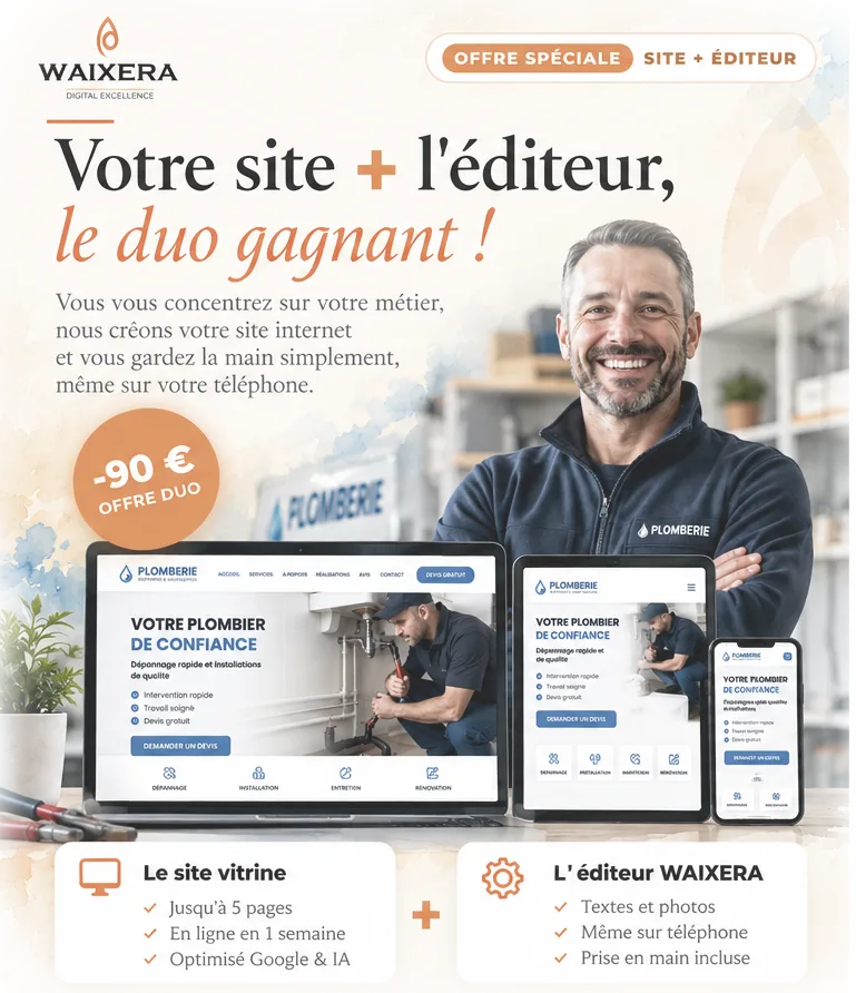 Votre site vitrine créé par l'IA, en ligne en 1 semaine : 500 €, jusqu'à 5 pages, éditeur en option