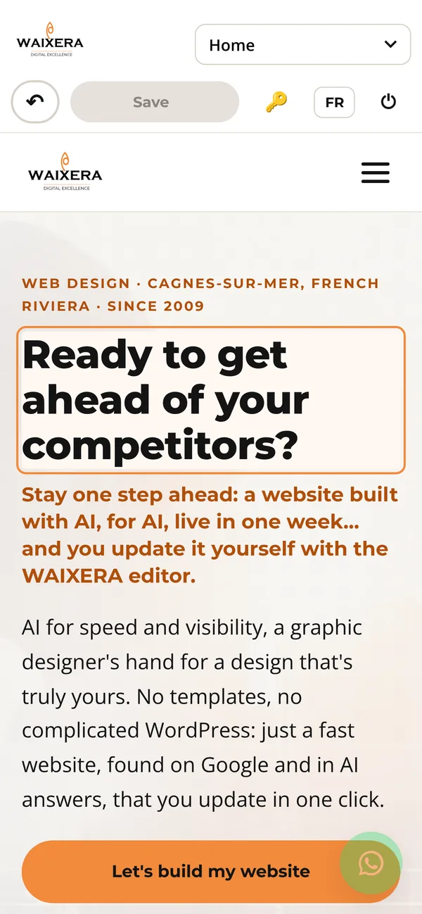 The WAIXERA editor used on a mobile phone